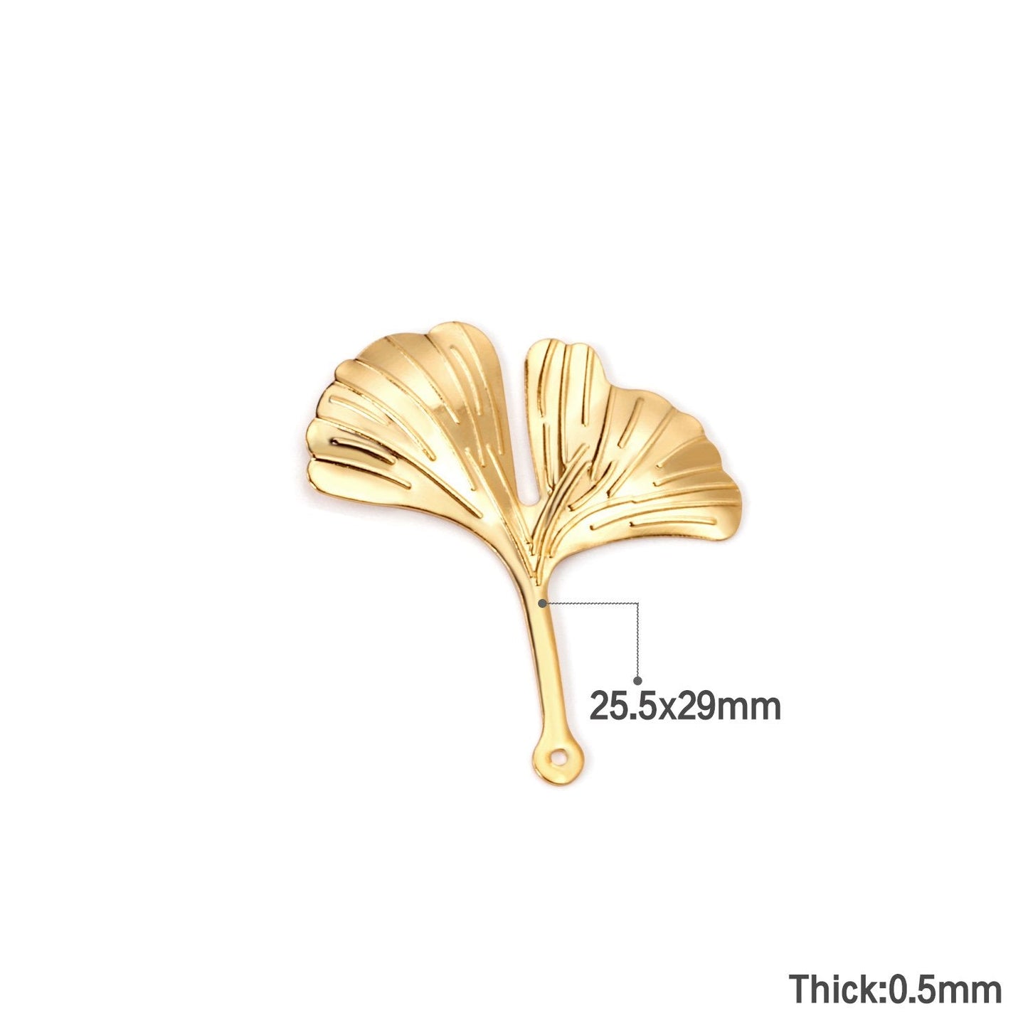ASON 100 Pcs/Lots Ginkgo Biloba Charms Leaf Pendant Gold 316L Stainless Steel For Necklace DRY Handmade Jewelry Making Supplies