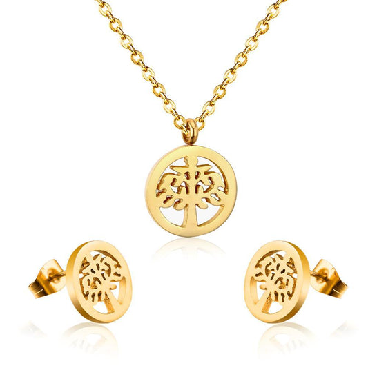 Tree Necklace Earrings Wedding Dubai Jewelry Sets For Women Girls Gold/Steel Indian Bridal Jewelry Sets Jewellery