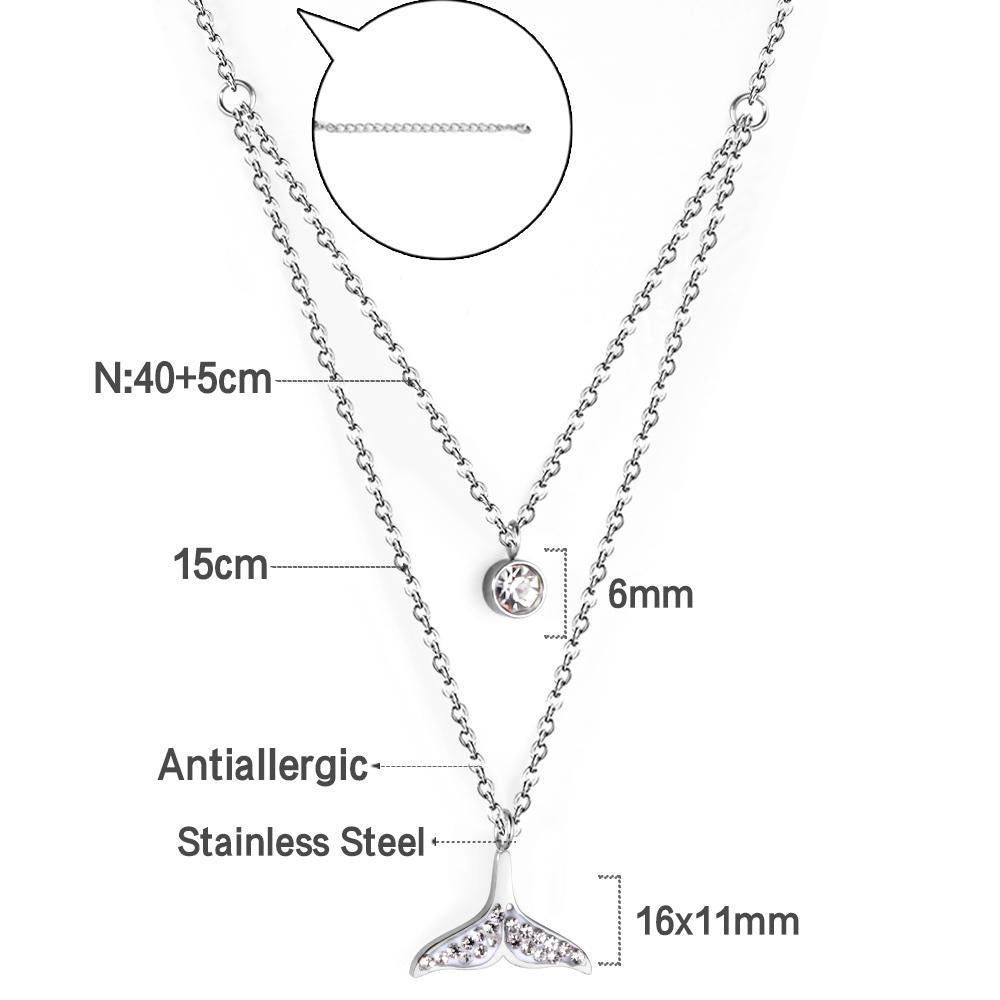 Necklace With Rhinestones For Women Cubic Zirconia Luxury Star Charm Fish Tail Collar For Girls