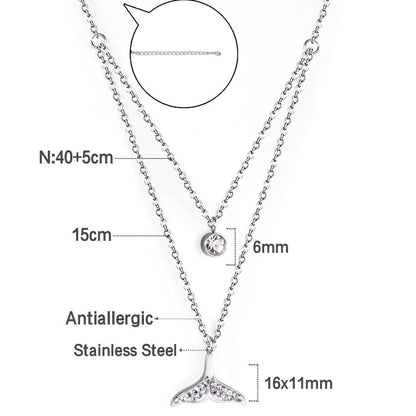 Necklace With Rhinestones For Women Cubic Zirconia Luxury Star Charm Fish Tail Collar For Girls