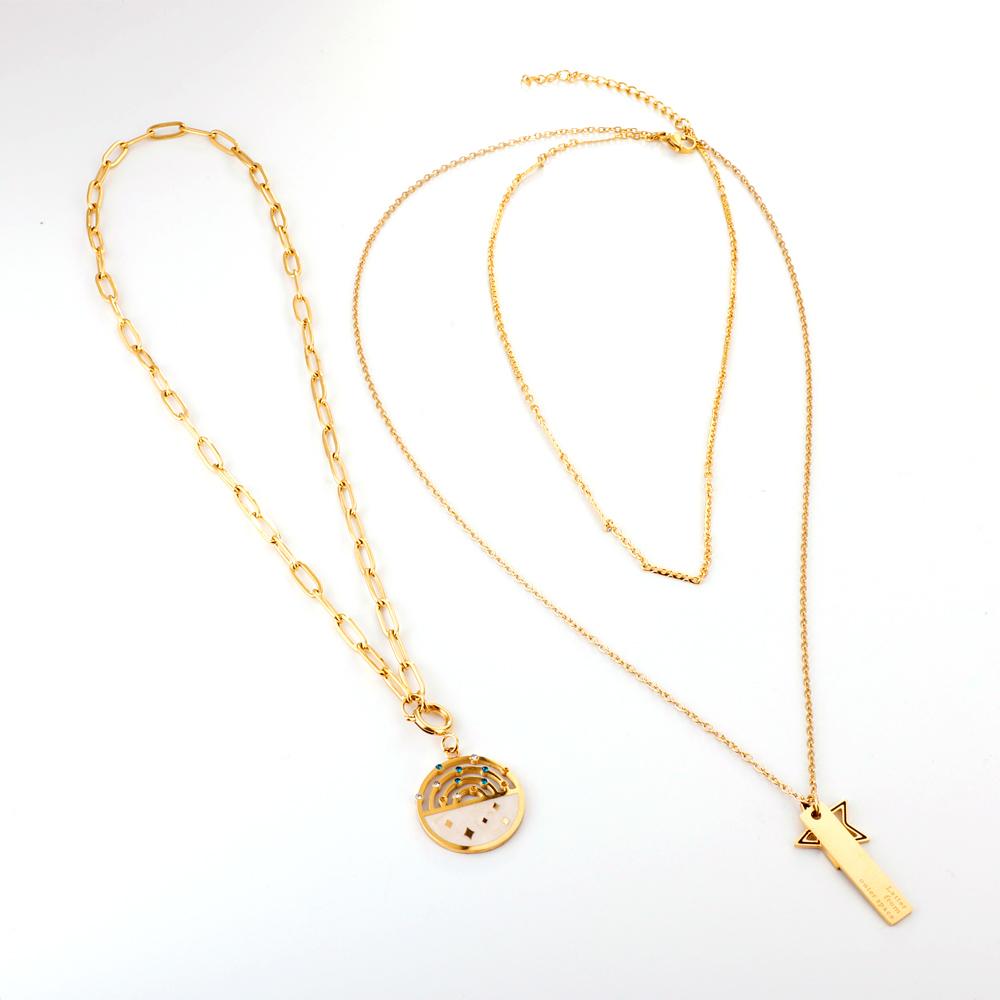 New Design Triple Pendant Necklace For Fashion Decor Geometric Cute Round Charms Cuban Jewelry Layer Pendants