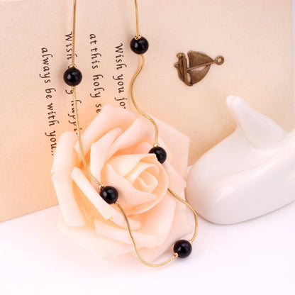 ASON White Black Round Imitation Pearl Pendant Necklace Gold Color Stainless Steel Snake Chain Jewelry Gift Party Chokers
