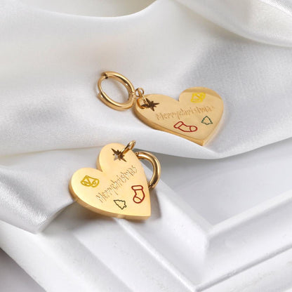 ASON Fashion Gold Color Heart Drop Earrings Jewelry Stainless Steel Dangle Earring for Women Christmas Gift Accessory
