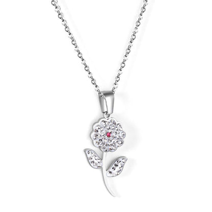 Floral Charm On The Neck Flower Pendant With Zirconia Stone Necklace Elegant Ladies Collar For Girls Gift Friends