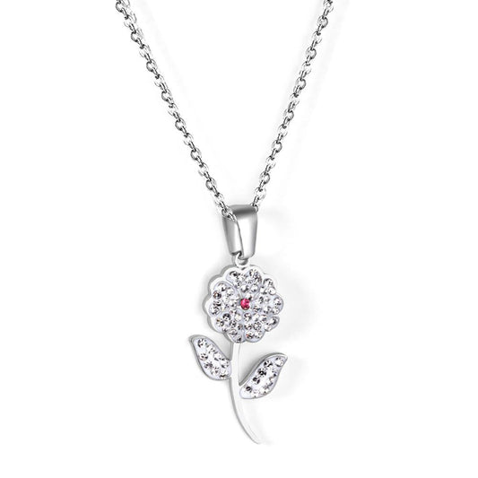Floral Charm On The Neck Flower Pendant With Zirconia Stone Necklace Elegant Ladies Collar For Girls Gift Friends