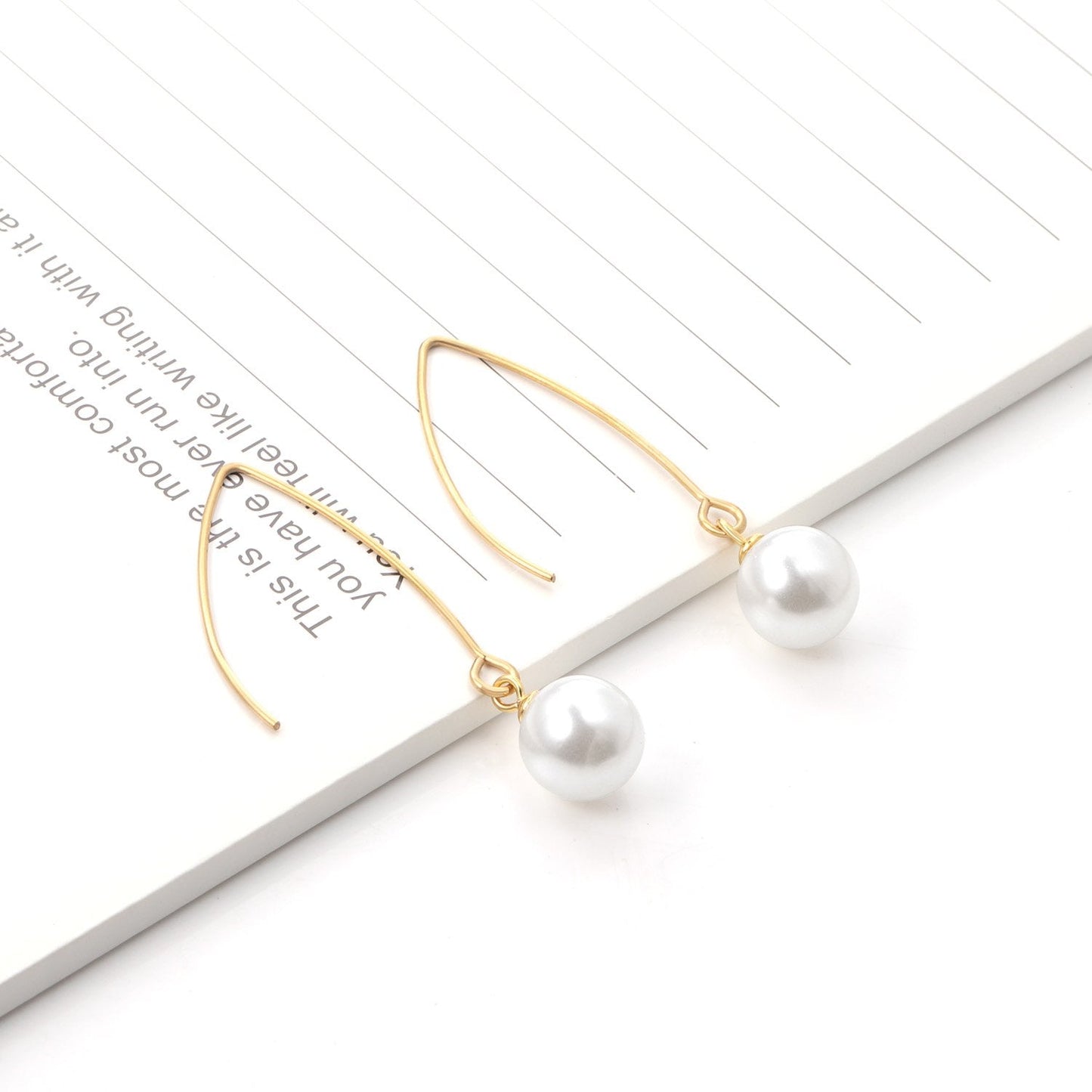 ASON Stylish White Imitation Pearl Drop Earring 316L Stainless Steel Dangle Earring for Women Daily Wear Party Gift Jewelry