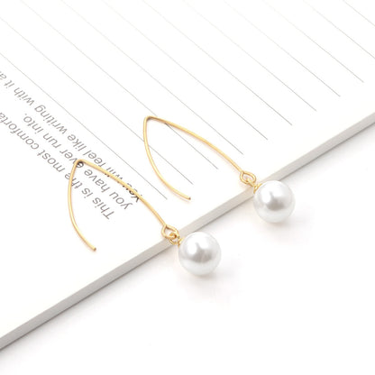 ASON Stylish White Imitation Pearl Drop Earring 316L Stainless Steel Dangle Earring for Women Daily Wear Party Gift Jewelry
