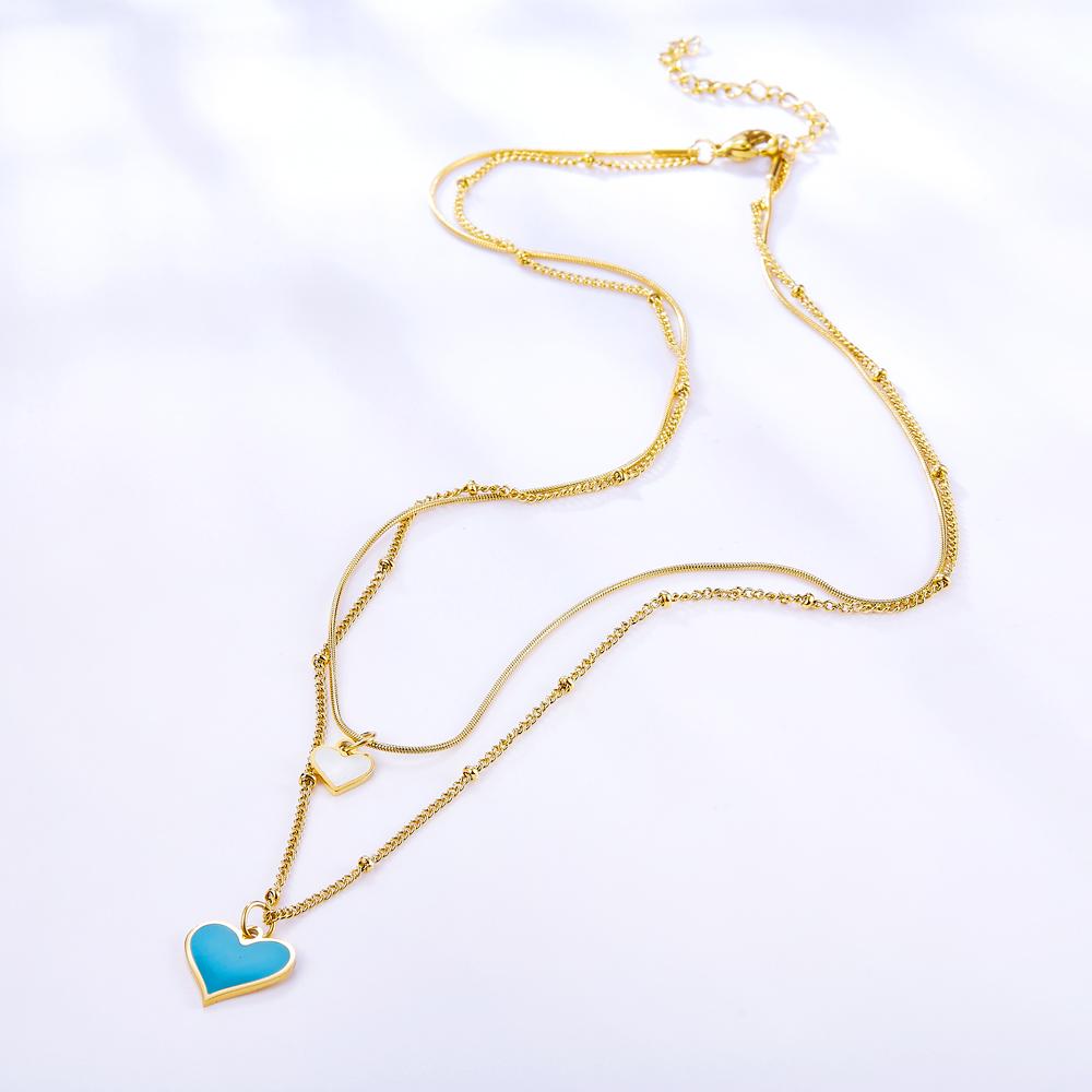 Romantic Heart Pendant Necklaces For Girls Fashion Party Jewellry Couple Necklace Gift Stainless Steel Layer Choker
