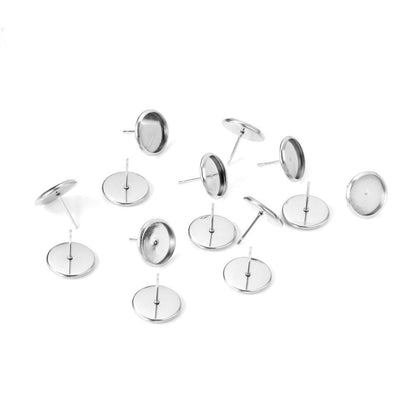 ASON 100pcs/lot Stainless Steel Blank Earring Base Cabochon Earrings Setting Accessories for DIY Jewelry Making Supplies