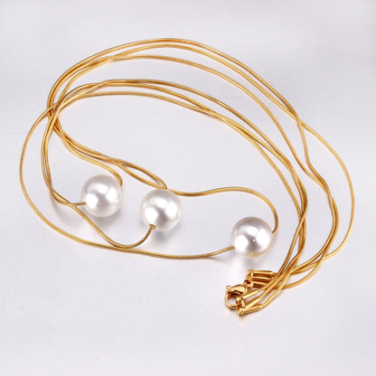 Fake Pearl Pendant Choker Chains Necklace Set Multi-layer Gold Necklaces For Women Jewelry collares colar collier