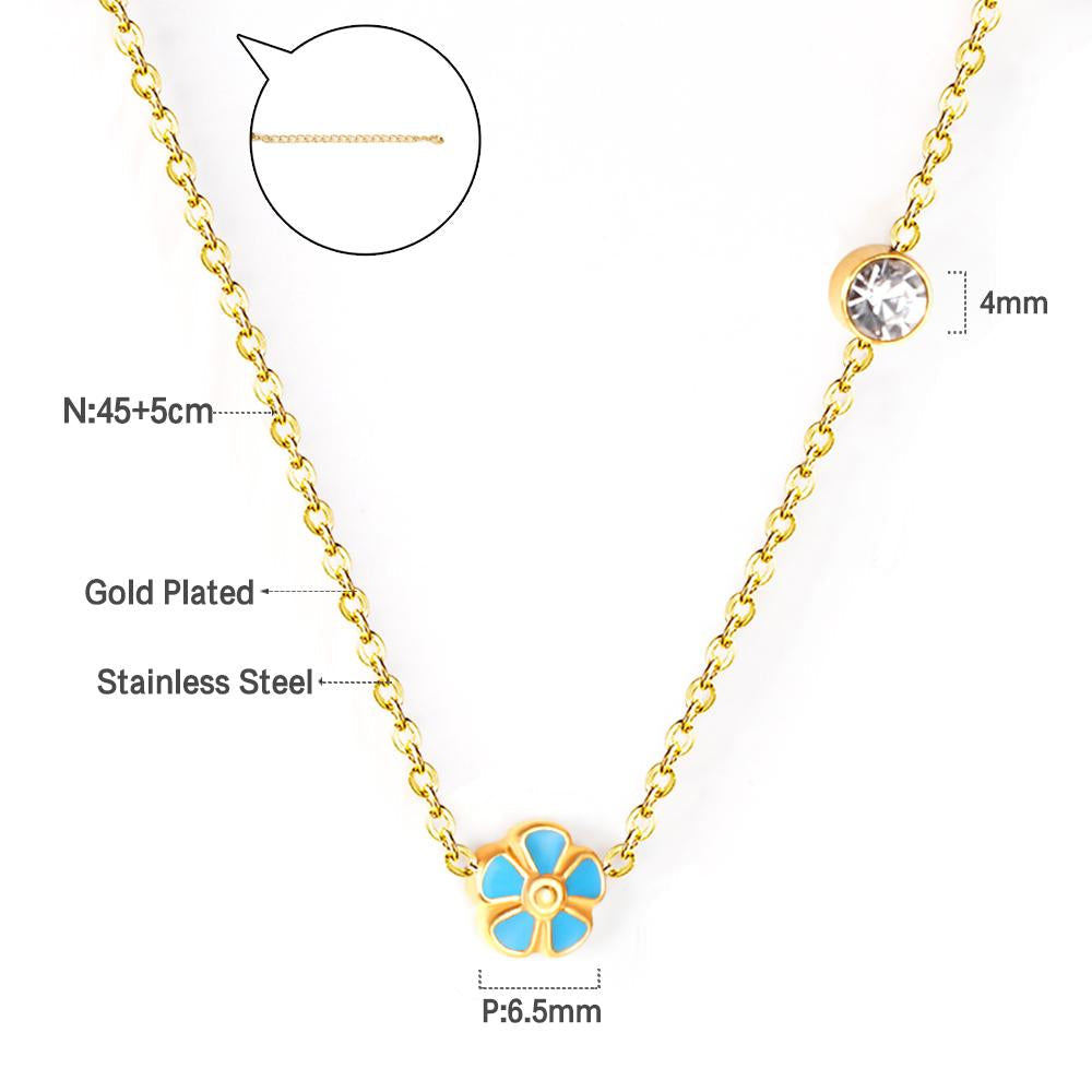 Korean Fashion Peach Blossom Stainless Steel Pendant Necklace For Women Office Chain Necklace Jewelry bijoux femme