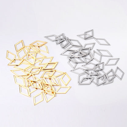 ASON 100 Pcs/Lot Rhombus Hollow Out Charms Extend Connector Charm With Holes Pendant Stainless Steel For Jewelry Making Supplies