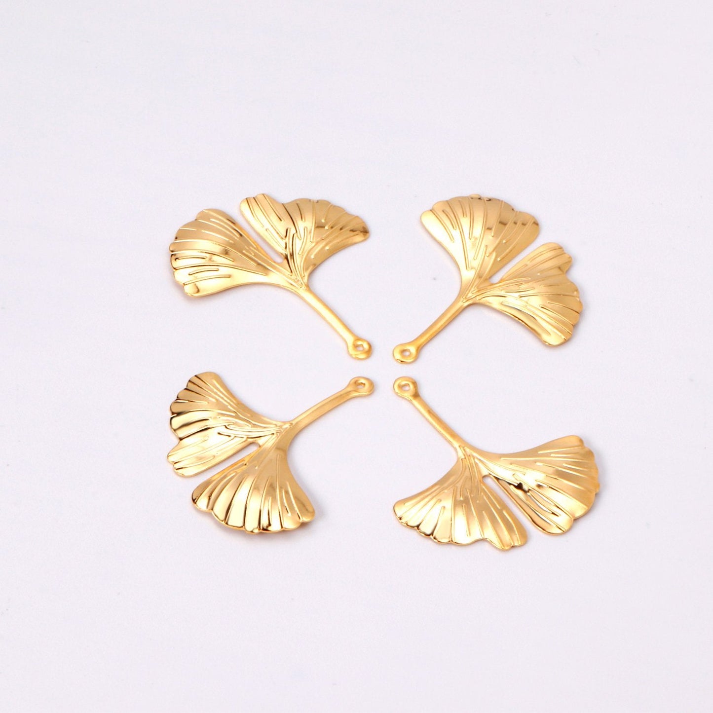 ASON 100 Pcs/Lots Ginkgo Biloba Charms Leaf Pendant Gold 316L Stainless Steel For Necklace DRY Handmade Jewelry Making Supplies