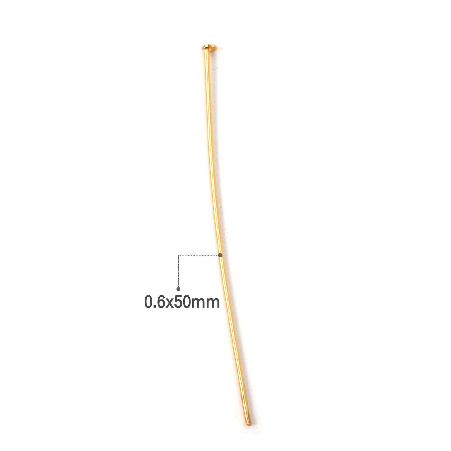 ASON 100 Pcs/Lots Flat Head Needle Stainless Steel Pin Head Pins Gold Color Head Pins For Jewelry Findings Making DIY Needles