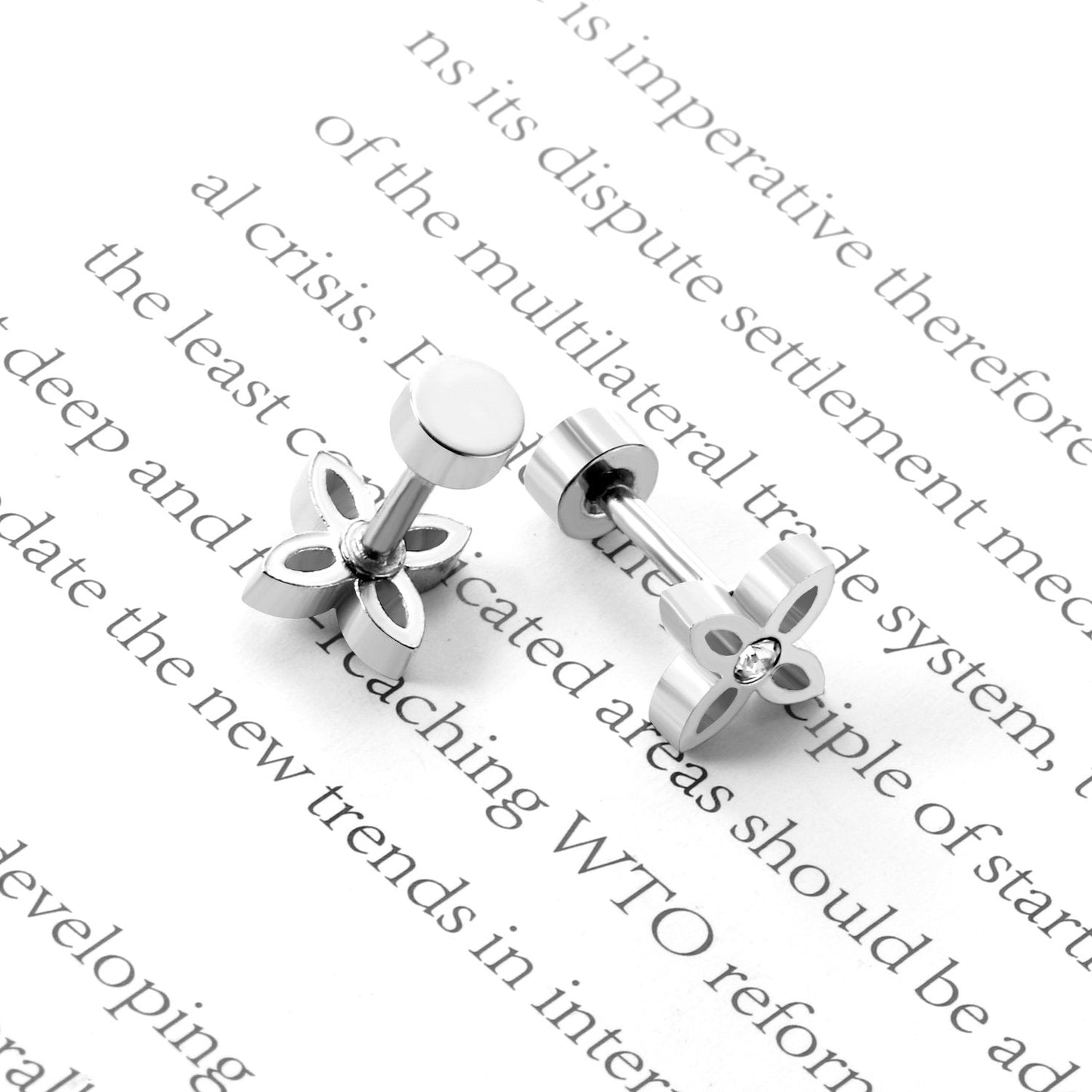 ASON Trendy Flower Earring Cubic Zirconia Pirecing Stud Earring for Women Gold Color Stainless Steel Jewelry Accessories