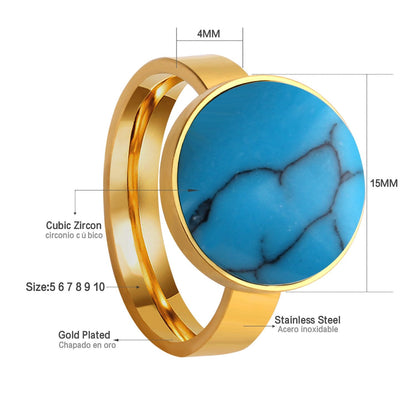 Trendy Vintage Ring For Women Blue Stone Enamel Rings Fashion Jewelry Wholesale