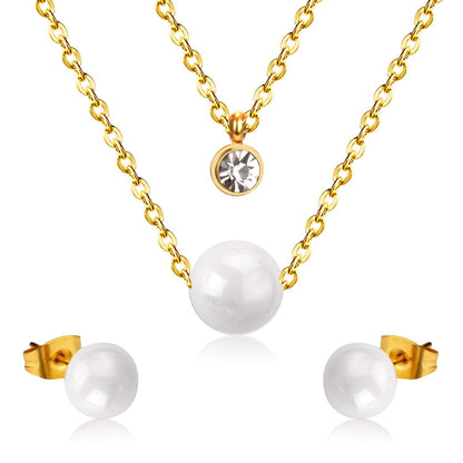 Fake Pearl Crystal Jewellery Set Necklace Earrings Wedding Bridal Dubai Indian Women Jewelry Sets For Women Girls