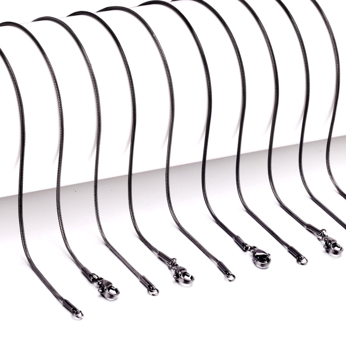 ASON 10pcs/Lot Snake Long Chains Necklace Women Accessories Stainless Steel 1mm 45cm/50cm/55cm/60cm For Jewelry Making Wholesale