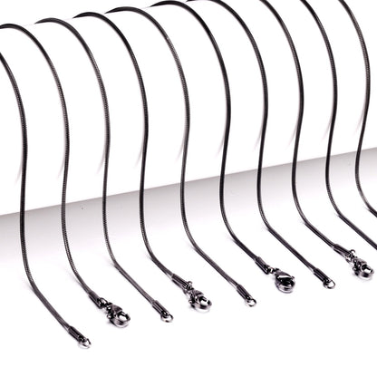 ASON 10pcs/Lot Snake Long Chains Necklace Women Accessories Stainless Steel 1mm 45cm/50cm/55cm/60cm For Jewelry Making Wholesale