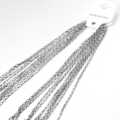 ASON 10pcs/Lots Long Necklace Women Collar 2MM Gold Black Rose Silver Color Stainless Steel Box Chains Necklaces Wholesale