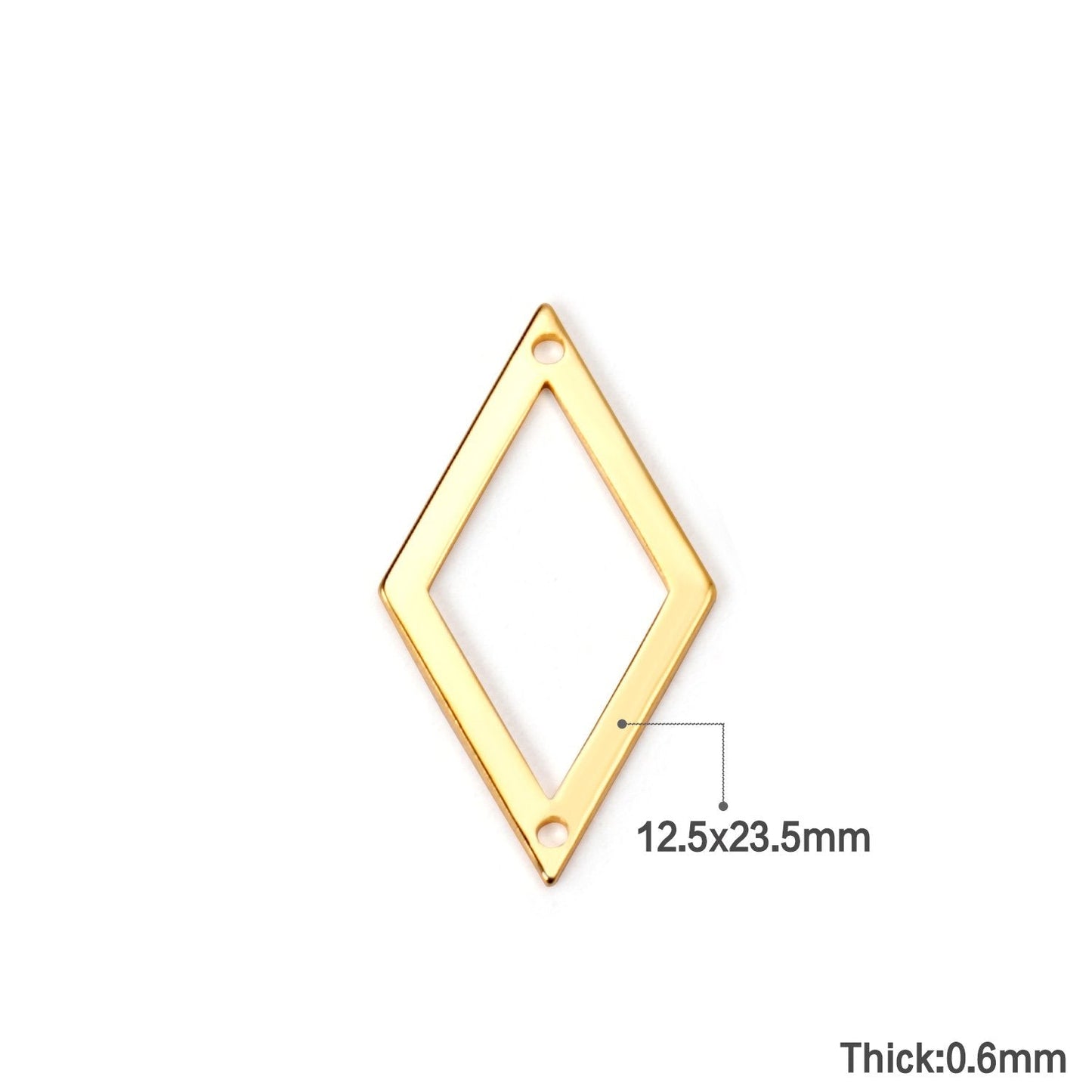 ASON 100 Pcs/Lot Rhombus Hollow Out Charms Extend Connector Charm With Holes Pendant Stainless Steel For Jewelry Making Supplies