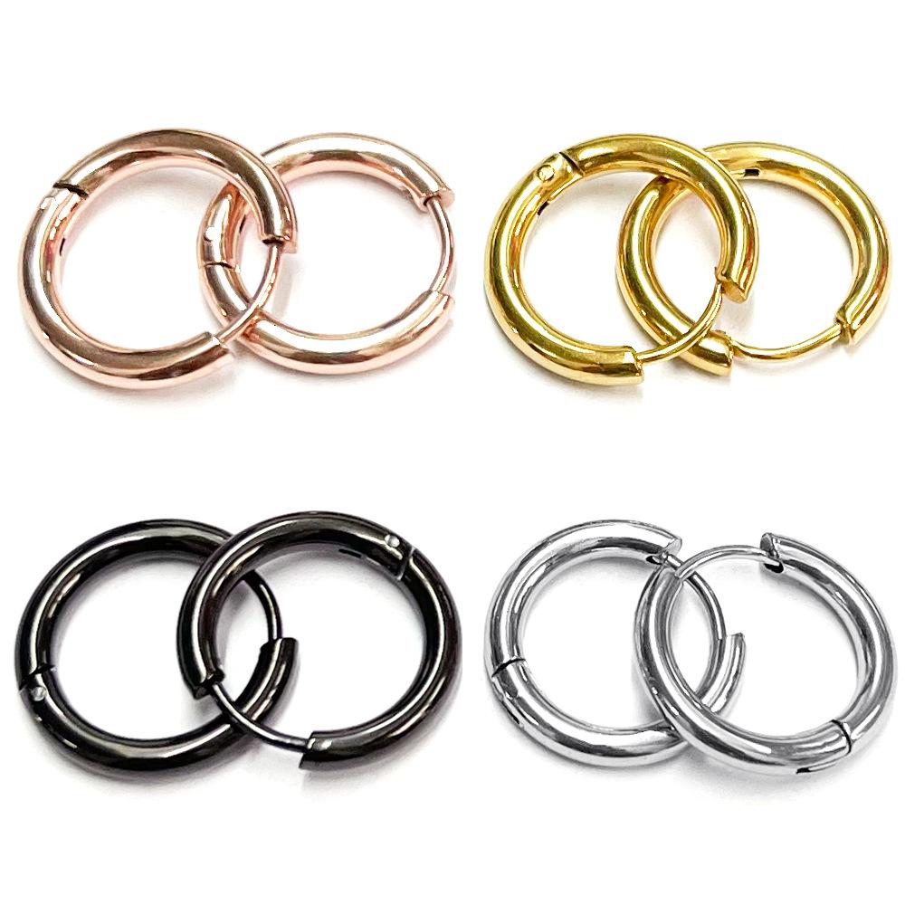 ASON /Lot Simple Style Stainless Steel Ear Studs Round Hoop Earring No Fade For Women Jewerly Accessories DiY Daily Wear