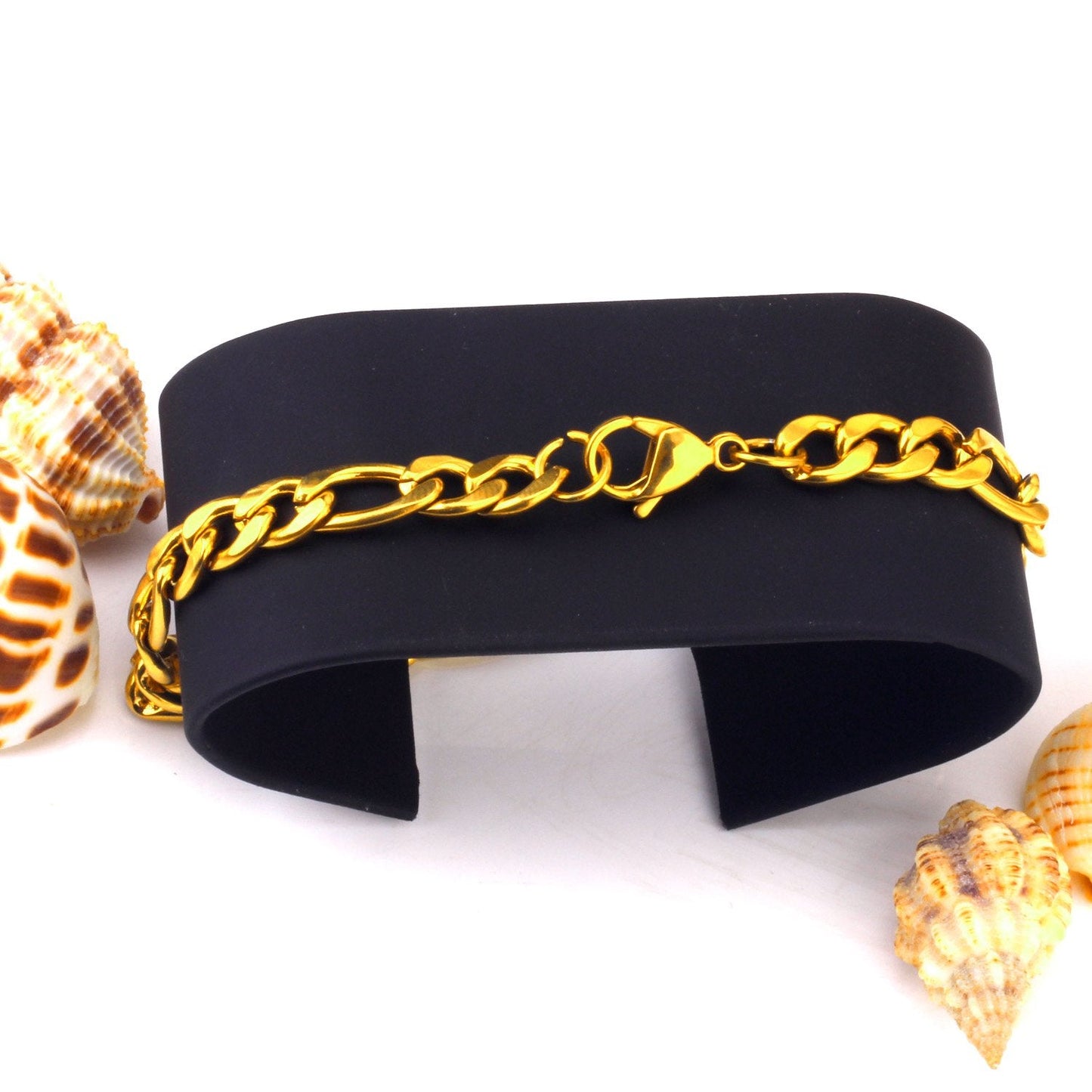 Wholesale Ason 7mm Cuban Link Chain Bracelets Stainless Steel Gold Color for Men Women Party Gift Fashion Bangle Jewelry Boho
