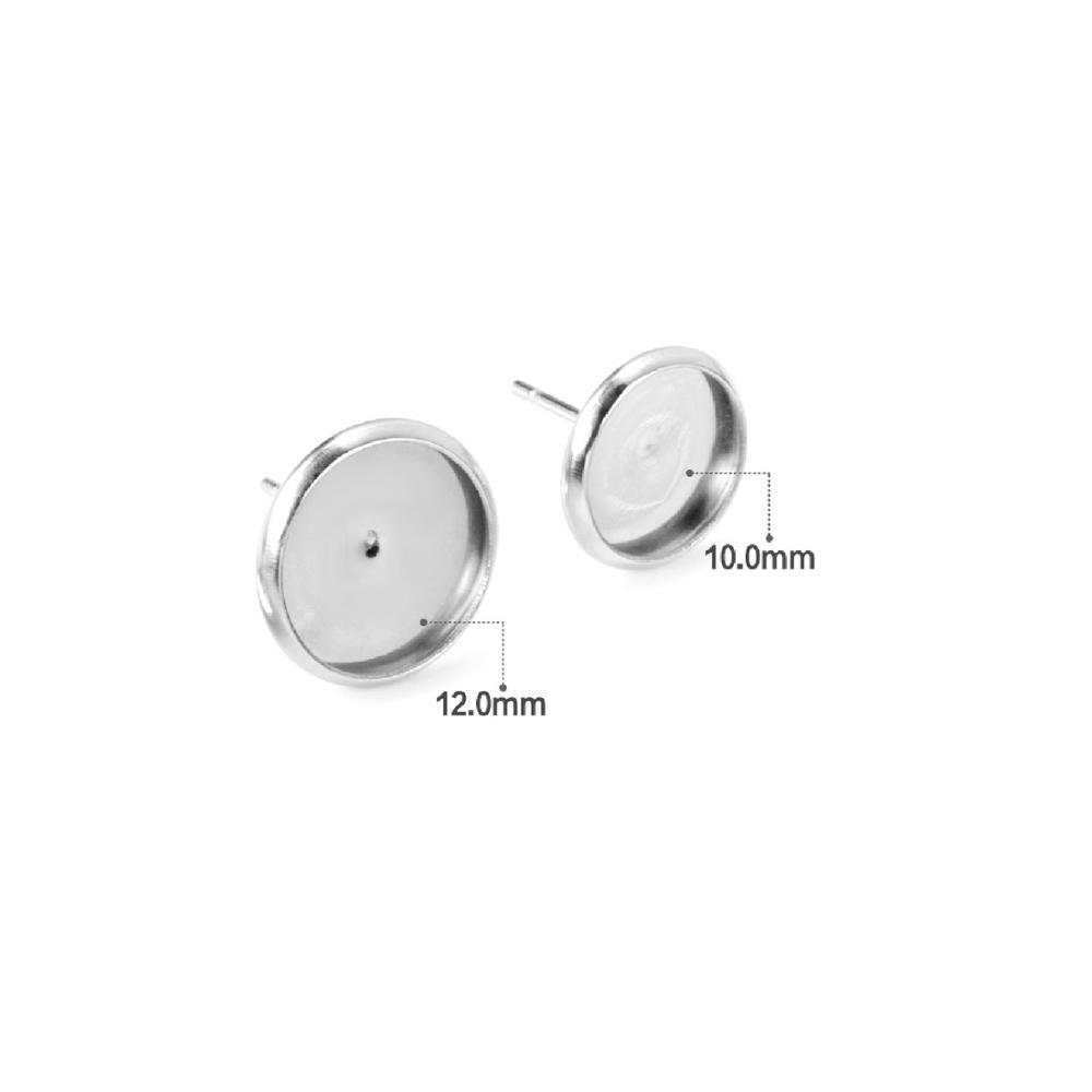 ASON 100pcs/lot Stainless Steel Blank Earring Base Cabochon Earrings Setting Accessories for DIY Jewelry Making Supplies