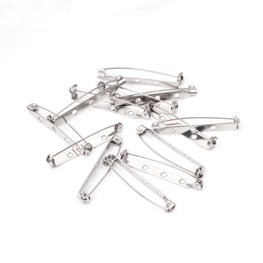 ASON 50pcs/lot Collar Pins Base Brooch Safety 316L Stainless Steel Brooch Base Accessories Scarf Pins Jewelry Making Supplies