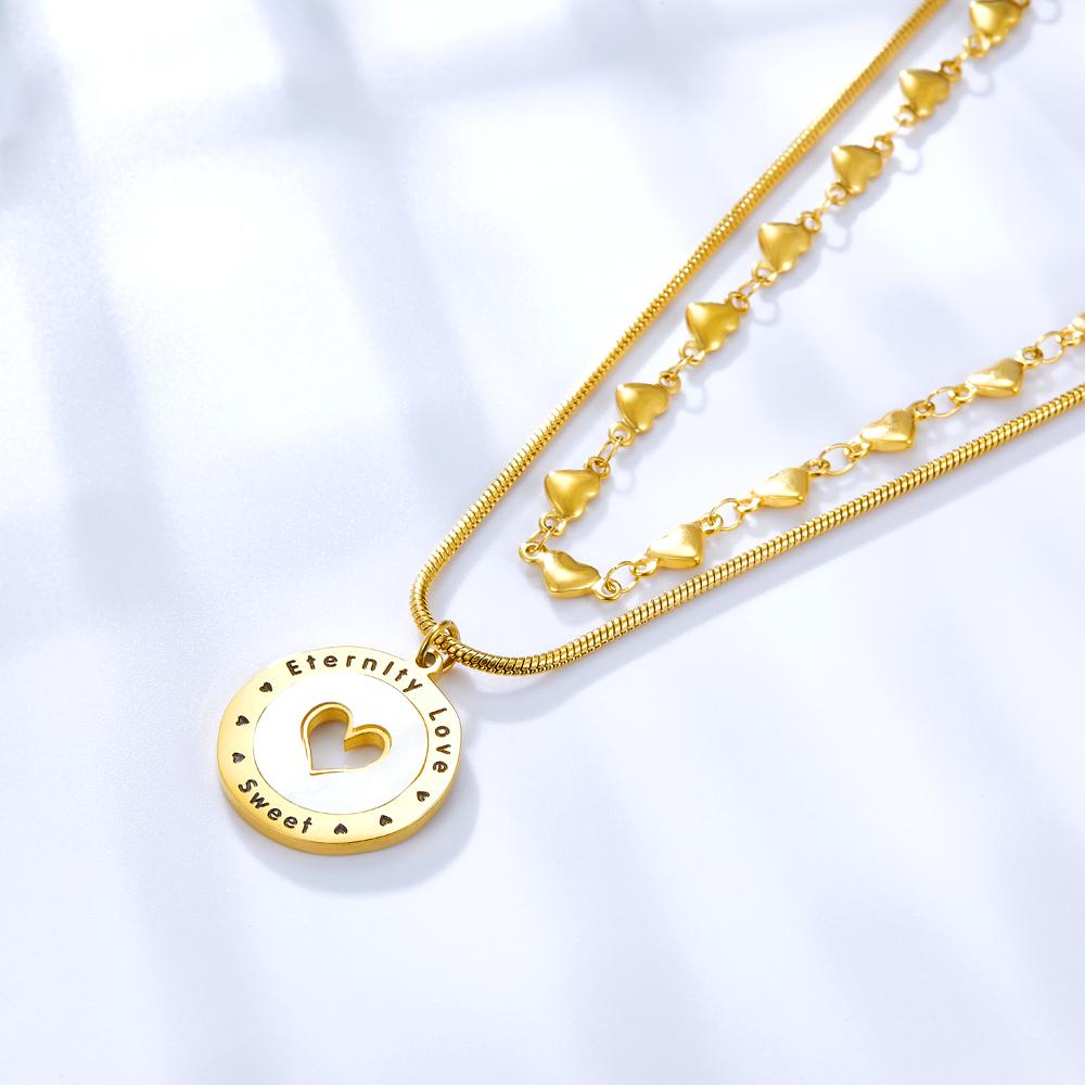 Stainless Steel Round Heart Shape Lover Pendant Necklace No Fade Snake Chains Necklace Collars Party Wedding Wholesale