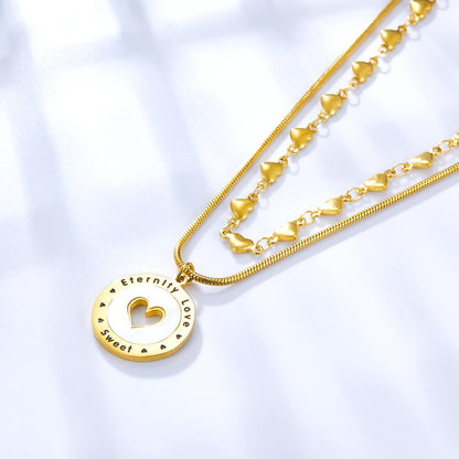Stainless Steel Round Heart Shape Lover Pendant Necklace No Fade Snake Chains Necklace Collars Party Wedding Wholesale