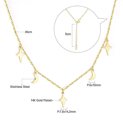 Star Zircon Gold color Pendants Necklaces Set For Girl Stainless Steel Collars Choker Necklace Women 2020 In bulk