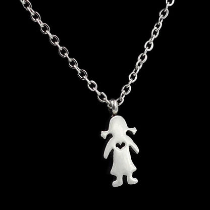 Girl Pendant Gothic Stainless Steel Necklaces For Women Trendy Jewelry Gold Plated Chain Necklace collier Friends