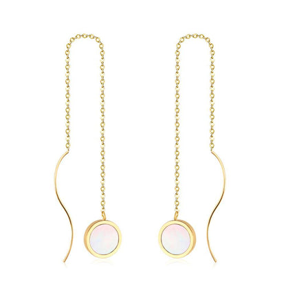 Stainless Steel Korean Dangle Earring with Round Shell Dangle Earrings for Girl Women Fashion Jewelry Brinco