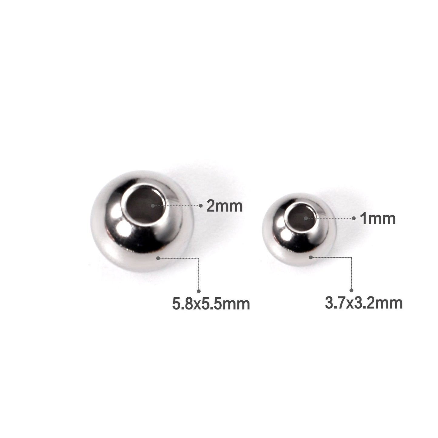 ASON 100Pcs/Lot 316L Stainless Steel Spacer Beads Loose Ball Silver Gold Rose Gold Color DIY Necklace Bracelet Jewelry Making