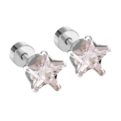 ASON Punk Small Star Screw Piercing Stud Earrings Cubic Zirconia Stainless Steel Gold Color Fashion Jewelry For Women Gift