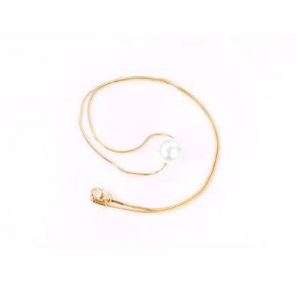 ASON Gold Color Imitation Pearl Pendant Necklace Stainless Steel Snake Chains Necklaces Simple Accessories Women/Girl Party