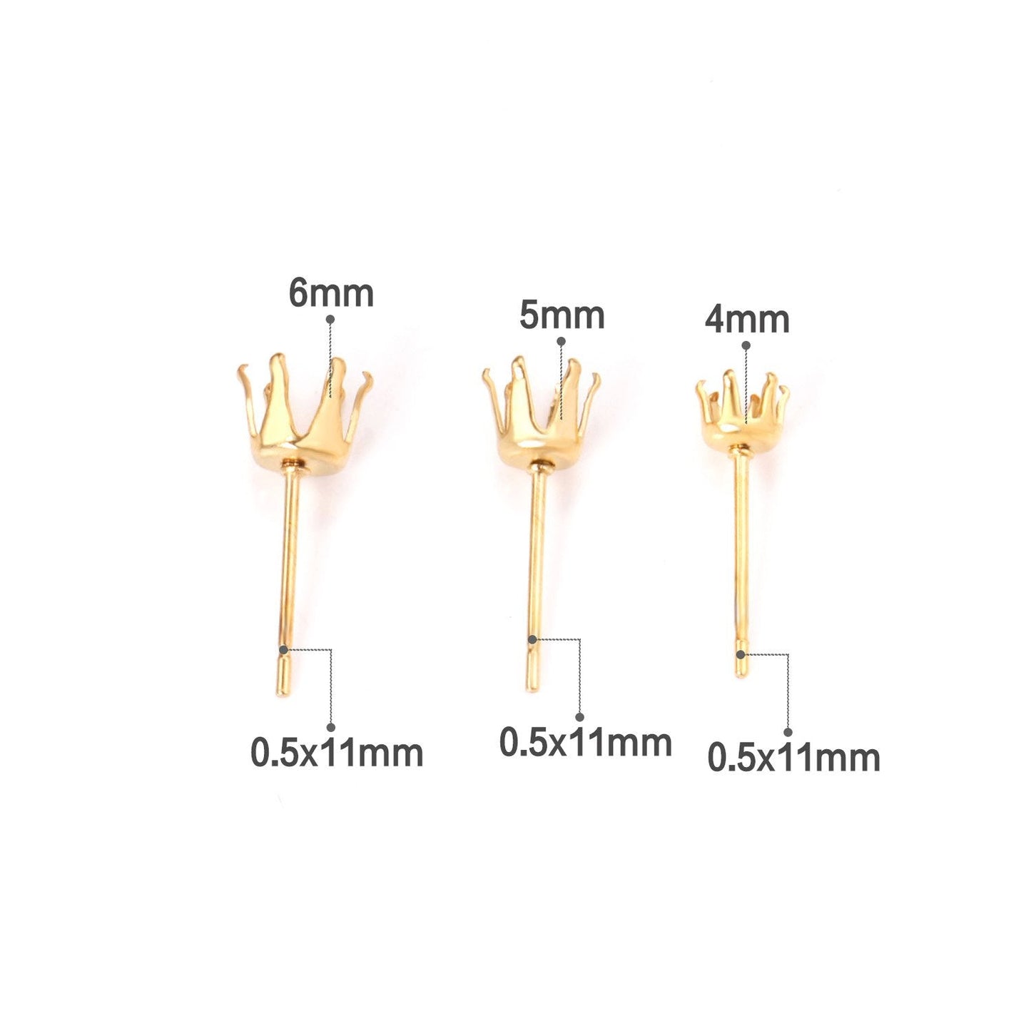 ASON 100pcs/Lot Stainless Steel Round Blank Earring Setting Fit Crystal Cabochons Earring Base for Jewelry Making Accessories