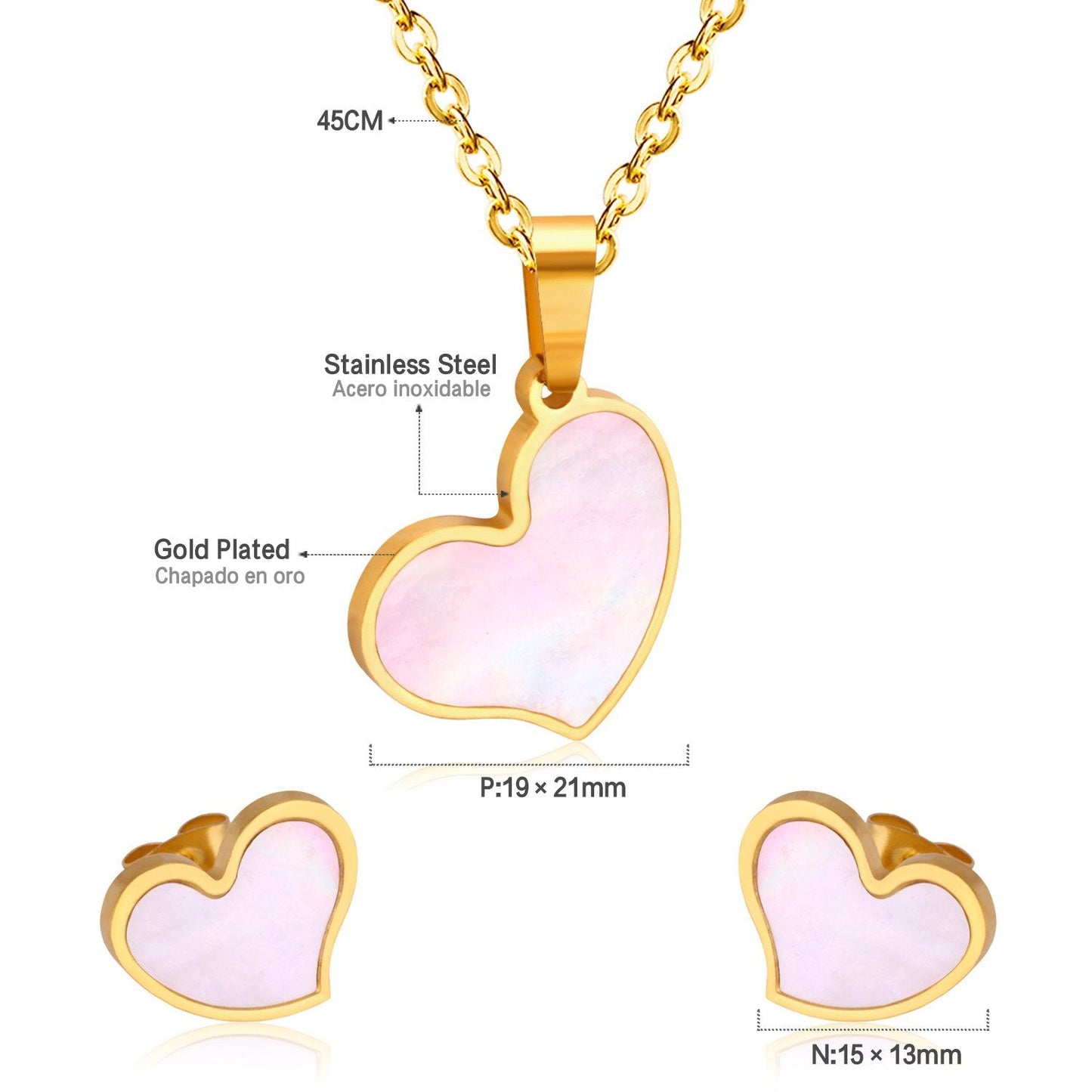 Heart Jewelry Set Stainless Steel Necklaces Sets For Woman Heart Choker Necklace Earrings Jewelry Sets bijoux femme