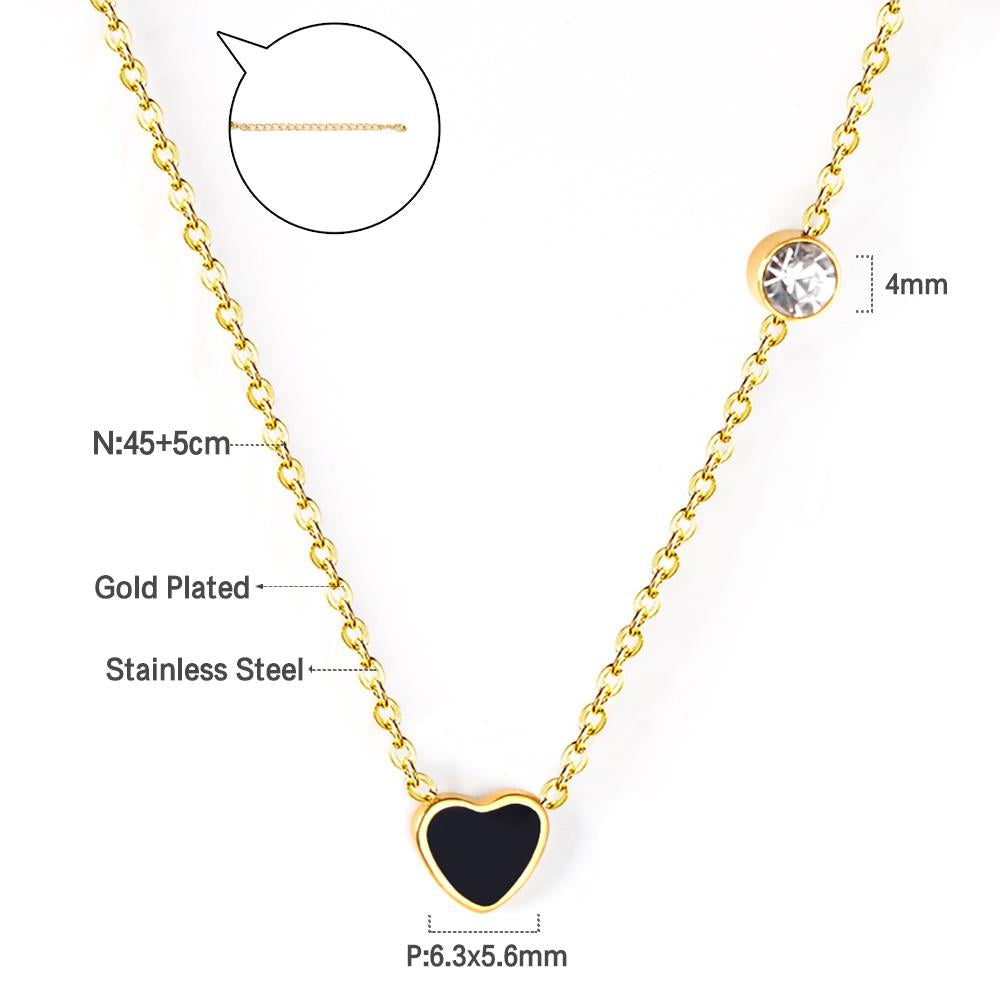 Red Heart Pendant With Crystal Stainless Steel Chain Necklace For Girls Fashion Party Jewellry Accessories 2021 Hot