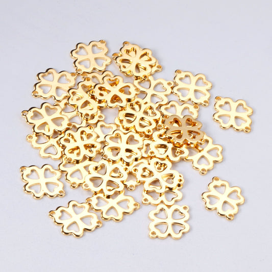 ASON 100pcs/Lot  Stainless Steel Charms Gold Silver Color Flower Shape Pendants For Necklaces DIY Jewelry Wholesale Accessories