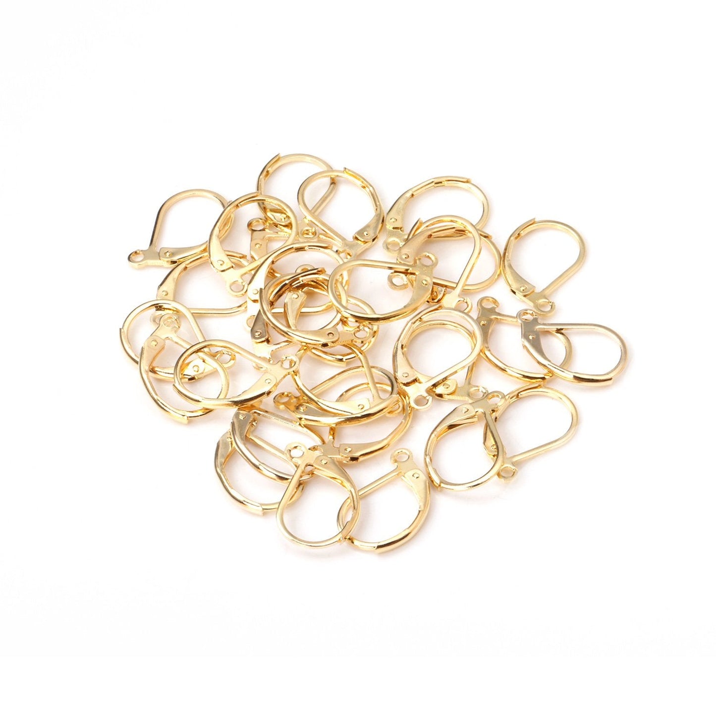 ASON 100pcs Gold Stainless Steel French Lever Earring Hooks Wire Settings Base Hoops Earrings Making DIY Hook Earrings Findings