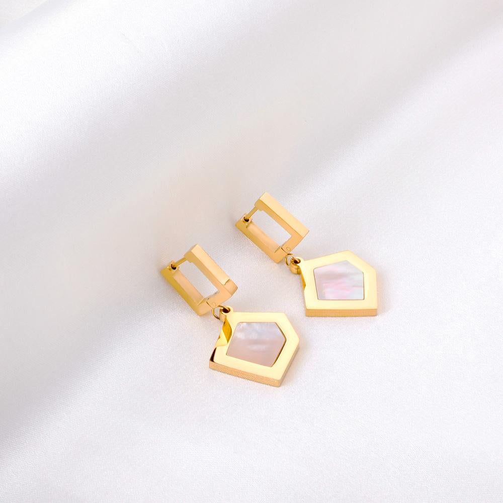 Women Earrings 2022 New Punk Jewelry Stainmless Steel Gold Color Geometry Shell Hoop Earrings Bijoux Party Wholesale