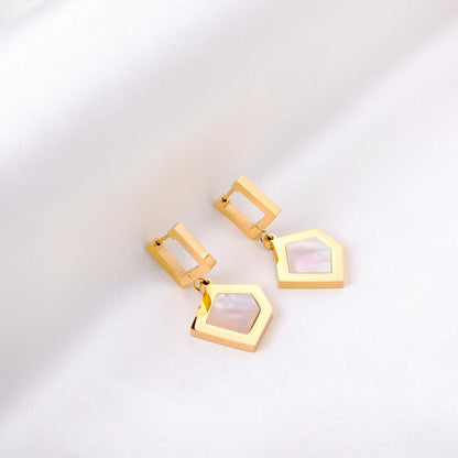 Women Earrings 2022 New Punk Jewelry Stainmless Steel Gold Color Geometry Shell Hoop Earrings Bijoux Party Wholesale