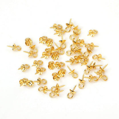 ASON 100pcs/lot Gold/Silver Color Stainless Steel Screw Eye Pin Pearl Pendant Charms Connector for DIY Jewelry Making