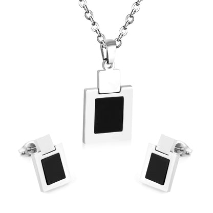 ASON Necklace Earring Sets Stainless Steel Black Shell Pendant Necklace Bijoux Children Jewelry For Girl Earrings Party