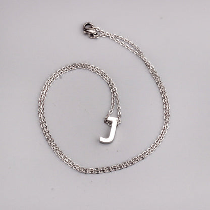 ASON Delicate Classic Style Initial 26 Letters Alphabet Chain Pendant Necklace Stainless Steel Color Jewelry Chokers