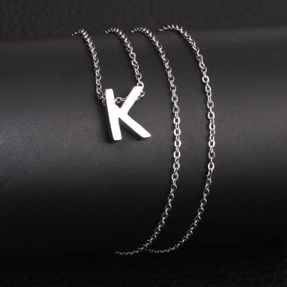 ASON Delicate Classic Style Initial 26 Letters Alphabet Chain Pendant Necklace Stainless Steel Color Jewelry Chokers