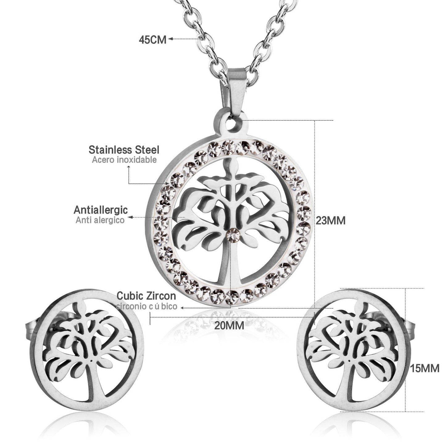 Gold/Steel Round Cut Pattern White Clay Sticky Diamonds Jewelry Set