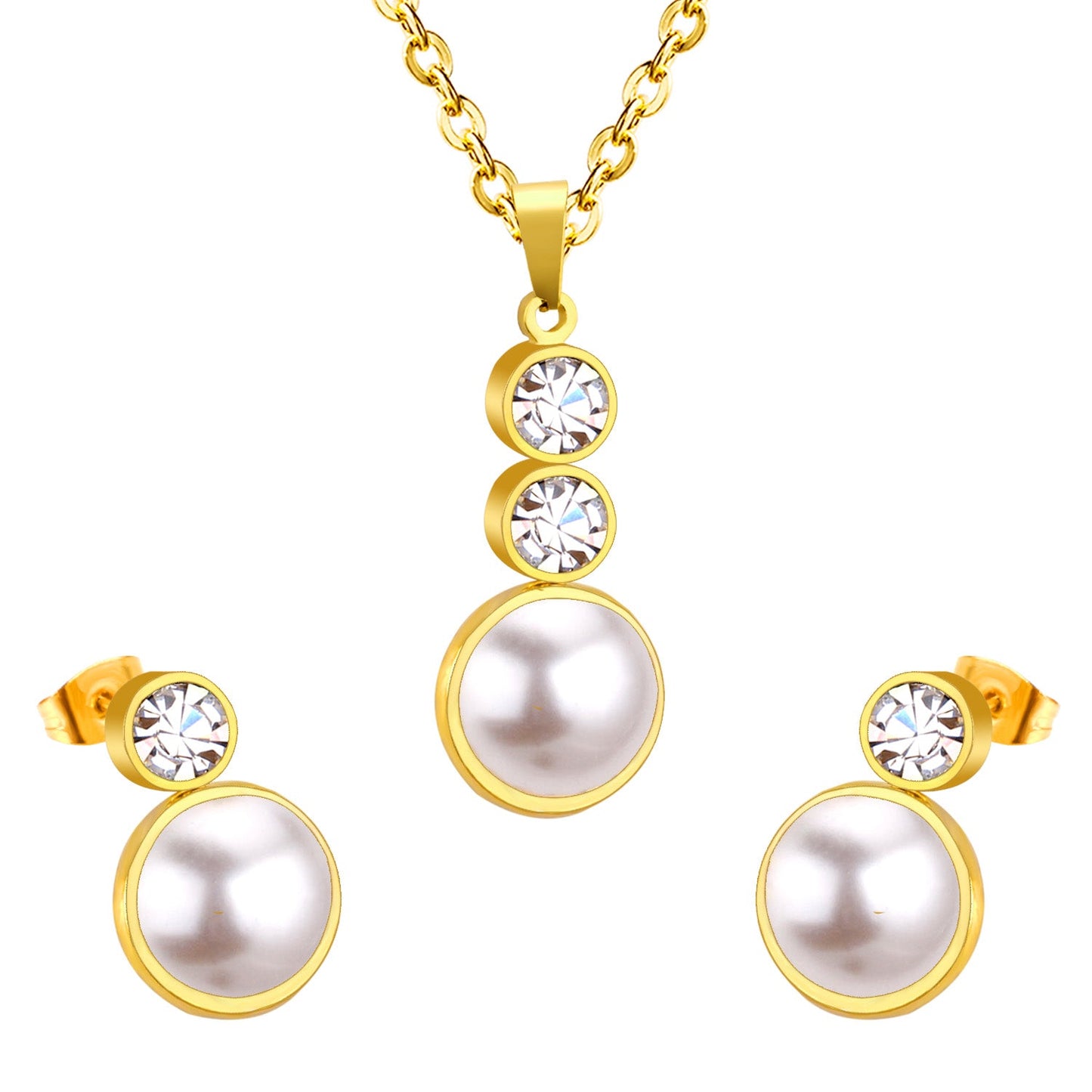 Gold/steel-colored sticky pearls set + two small round cakes topped with diamonds